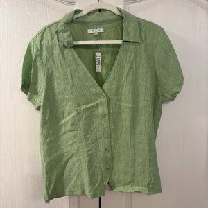 Madewell Woman's XXL Lime Green Short Sleeve Shirt
